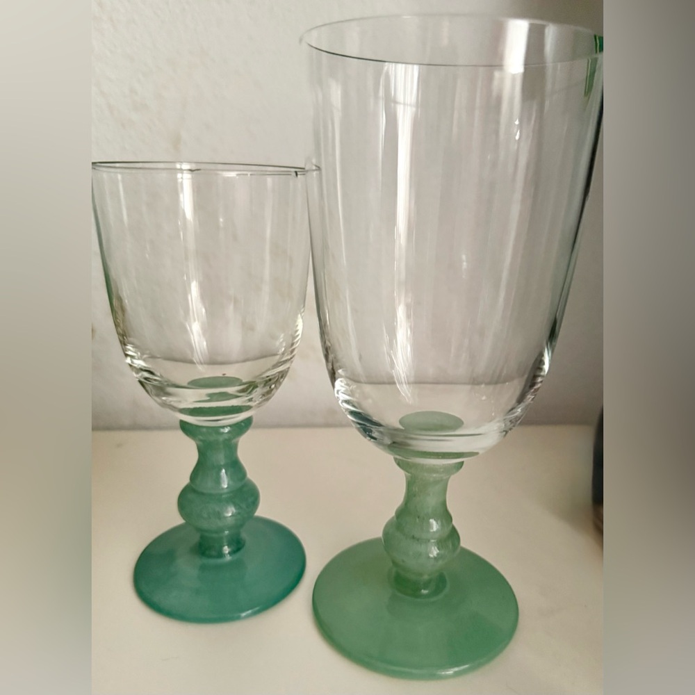 4 Villeroy and Boch Romania Isabelle Green Jade Claret Wine Glasses - Picture 10 of 15